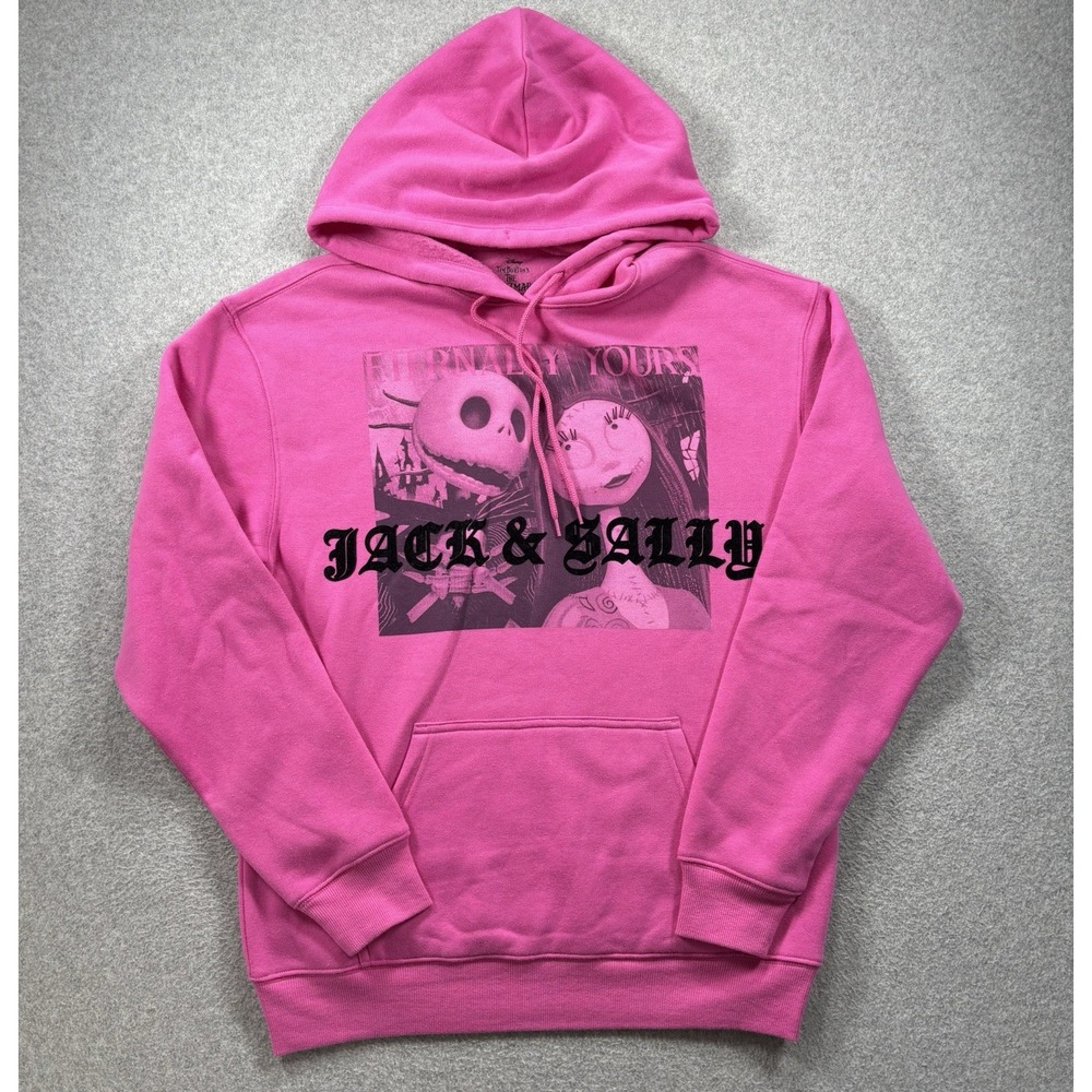 Disney Nightmare Before Christmas Jack & Sally Pink‎ Mens Hoodie Sz Small